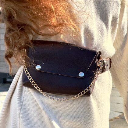 Torebka 3w1 z paskiem w zestawie brązowa skóra naturalna