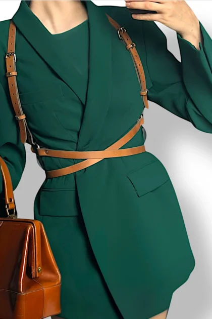 brązowy harness damski cienki