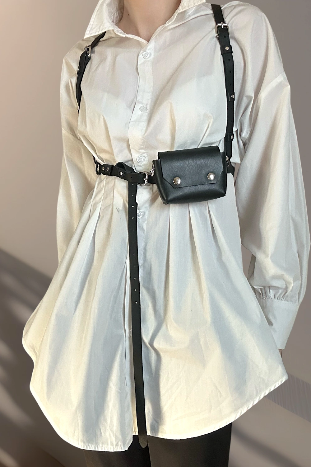 harness damski skórżany z torebką